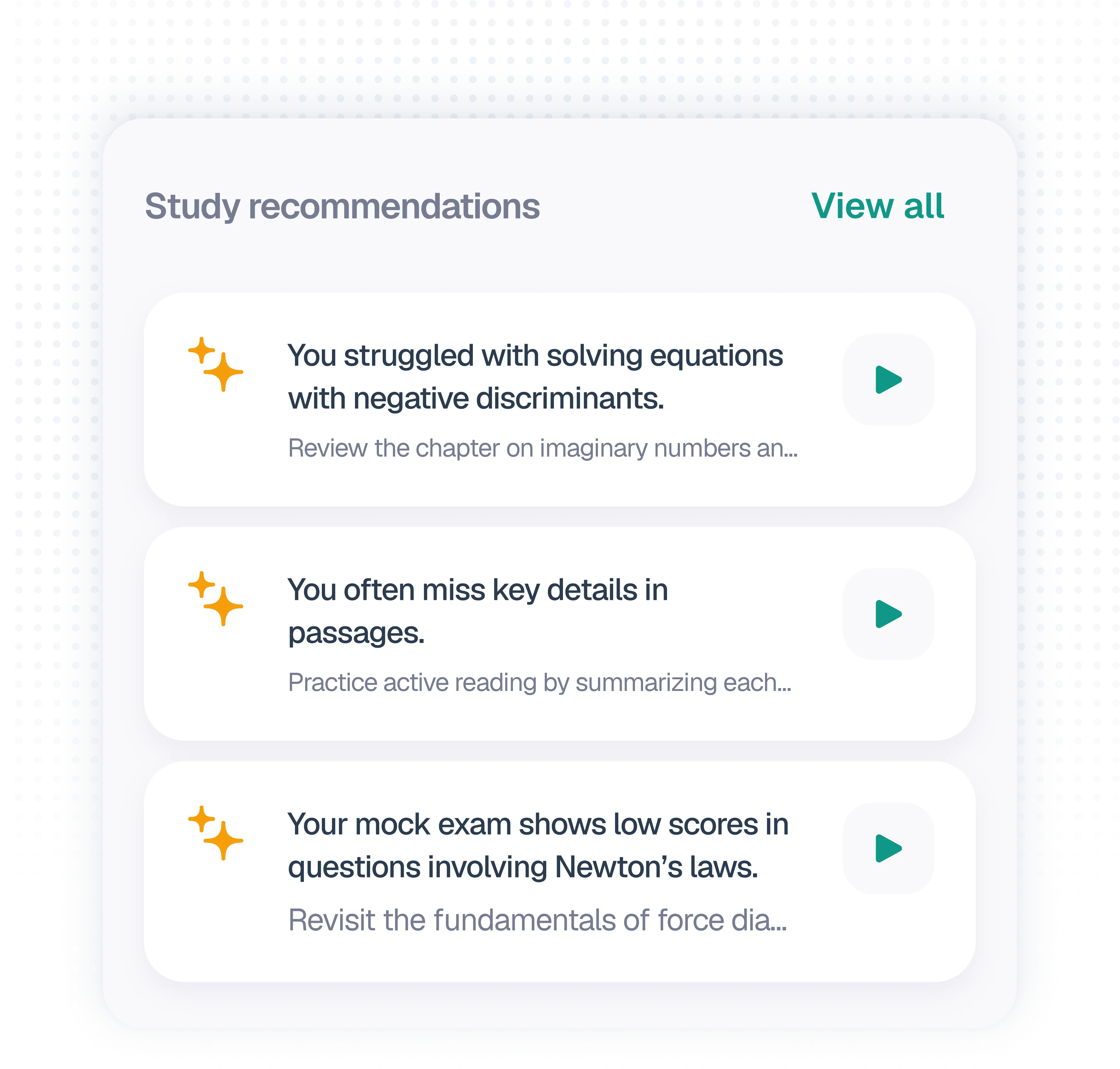 Study recommendations preview